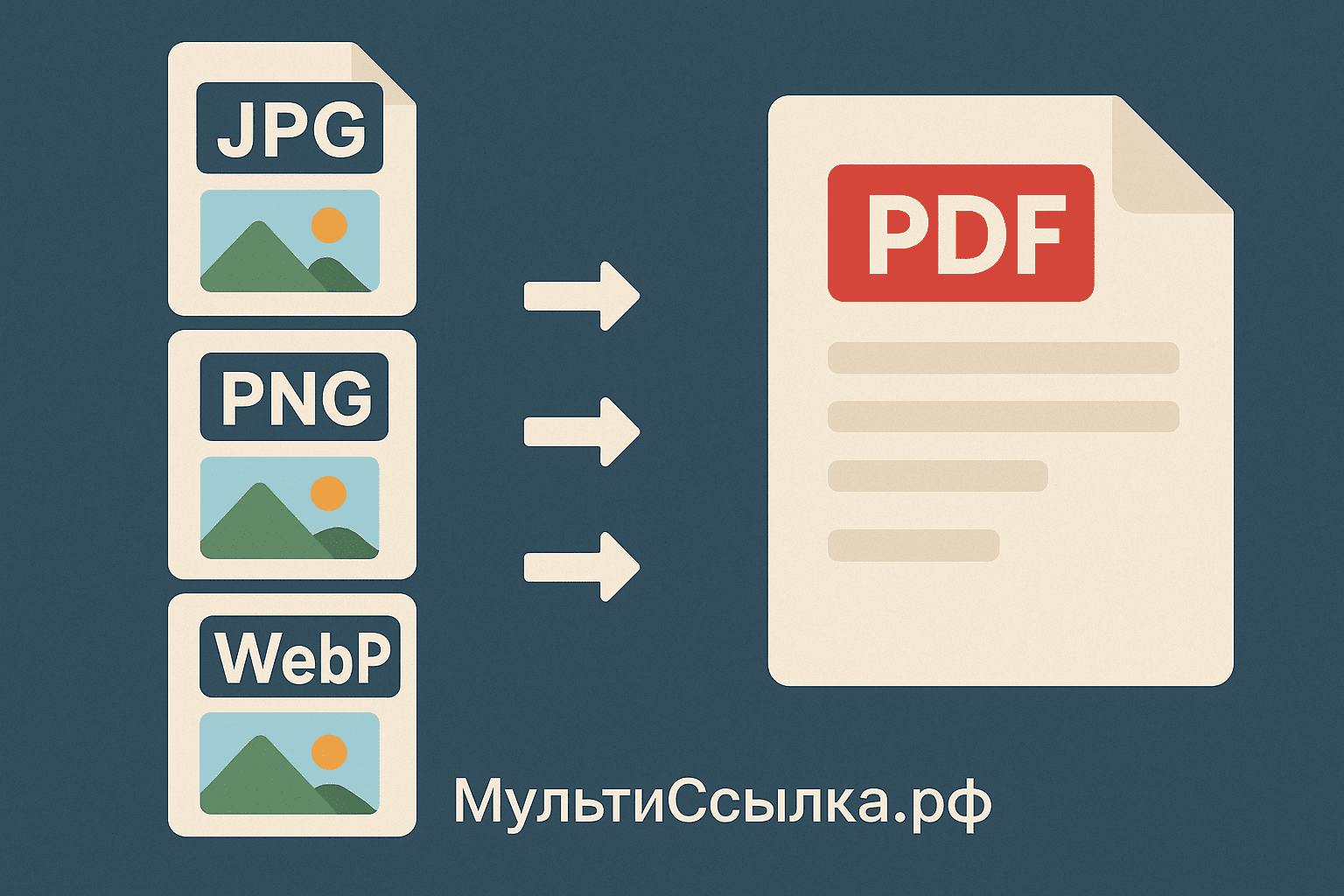 Объединить изображения jpg, png webp в pdf
