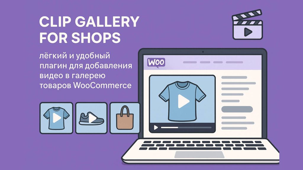 Clip Gallery for Shops — это лёгкий и удобный плагин для добавления видео в галерею товаров WooCommerce